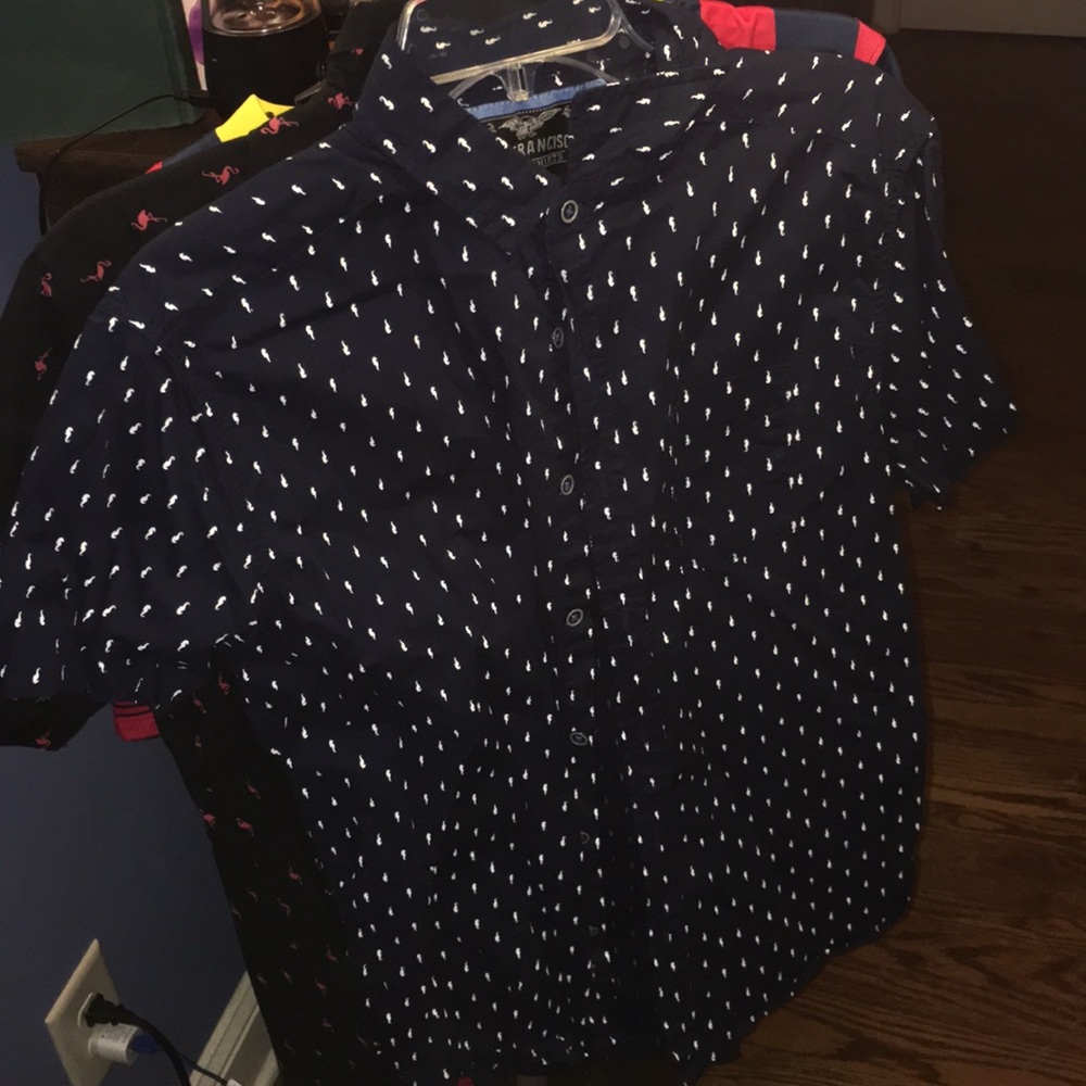 Seahorse design Navy Blue Button Up